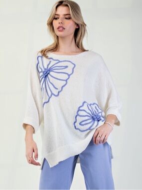 102 ❤️ EASEL FLOWER PATTERN KNIT SWEATER TOP